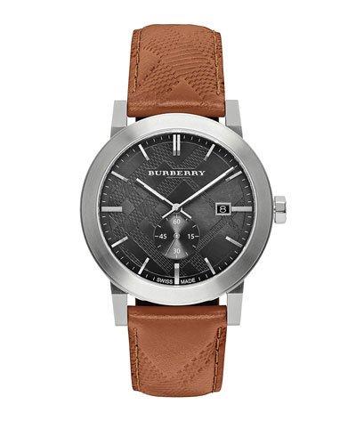 42mm Stainless Steel & Leather City Watch, Beige