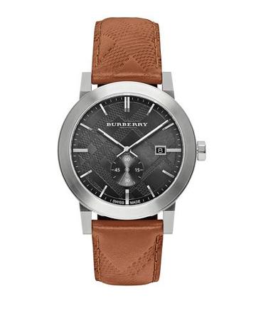 42mm Stainless Steel & Leather City Watch, Beige