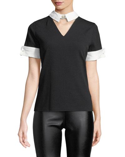 Short-sleeve Choker-collar Tee