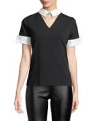 Short-sleeve Choker-collar Tee