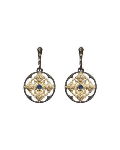Old World Opal & Diamond Scalloped Shield Drop Earrings