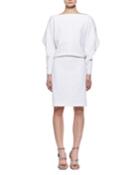 Pointed Long-sleeve Cashmere Dress