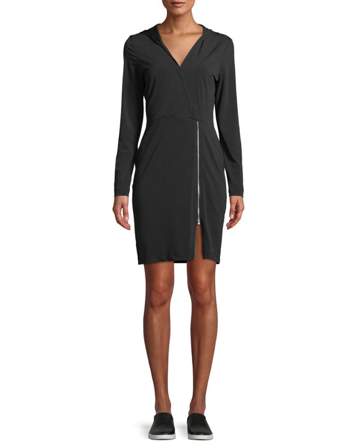 Fresia Hooded Jersey Dress With Adjustable Zipper