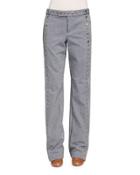 Studded Christmas-striped Denim Jeans, Navy/white