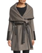 Wrap-style Pea Coat W/ Faux