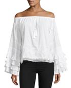 Off-the-shoulder Ruffle-sleeve Top
