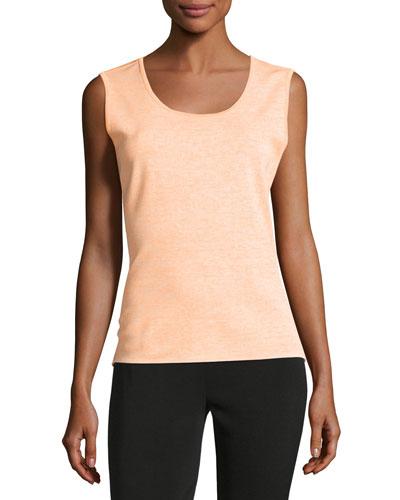Scoop-neck Knit Long Tank, Apricot