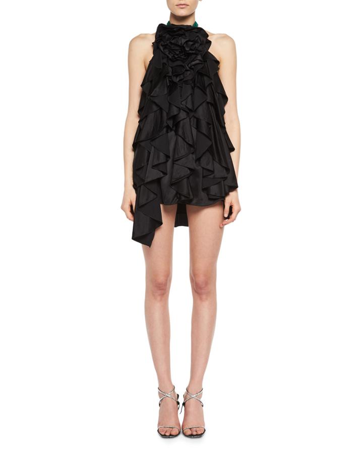 Ruffled Satin Halter