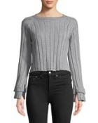 Bell-sleeve Ribbed Crop