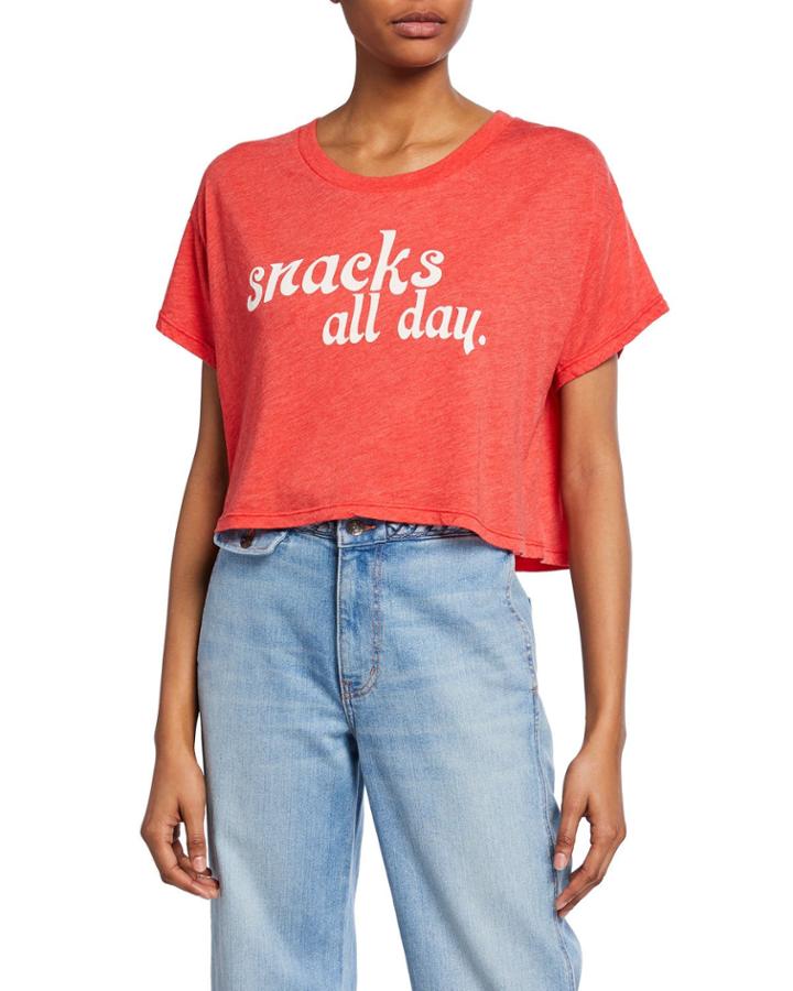 Snacks All Day Cropped Short-sleeve Jersey Tee