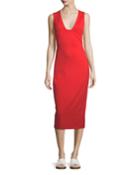 V-neck Sleeveless Crisscross-back Fitted