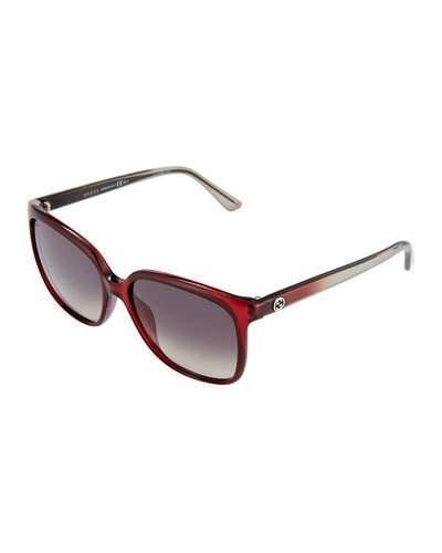 Plastic Square Sunglasses, Red