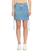 Side Lace-up A-line Mini Denim