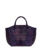 Nancy Gonzalez Crocodile Large Domed Tote Bag, Purple/fuchsia, Women's, Black Pk B