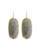 Agate Linear Oval Slice Drop Earrings