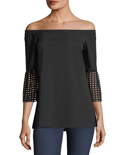 Rosario Off-the-shoulder Cutout-cuffs Blouse
