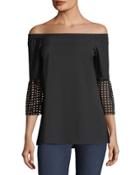 Rosario Off-the-shoulder Cutout-cuffs Blouse