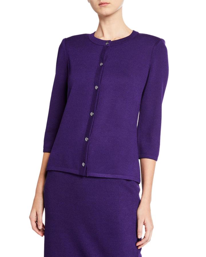 3/4-sleeves Button-front Santana Knit Cardigan