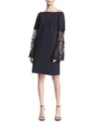 Alala Off-the-shoulder Lace-sleeve A-line Dress