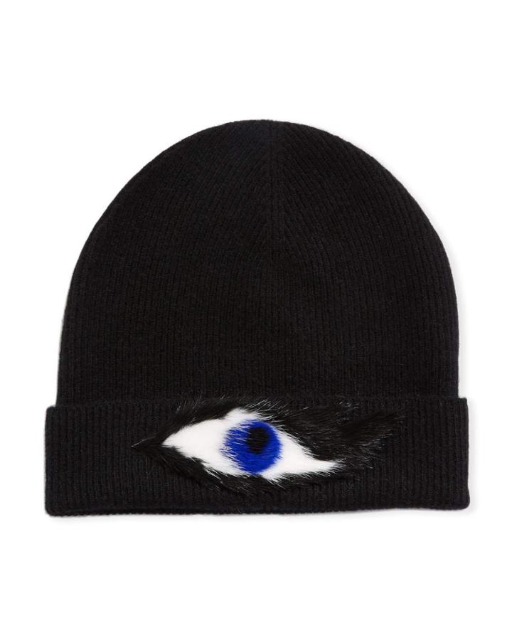 Cashmere Rabbit Fur Eye Beanie