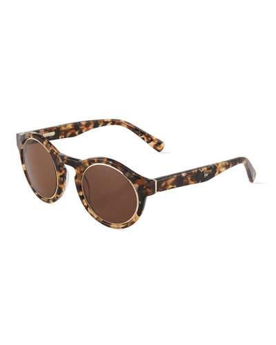 Bowery Round Tortoise Plastic Sunglasses, Brown
