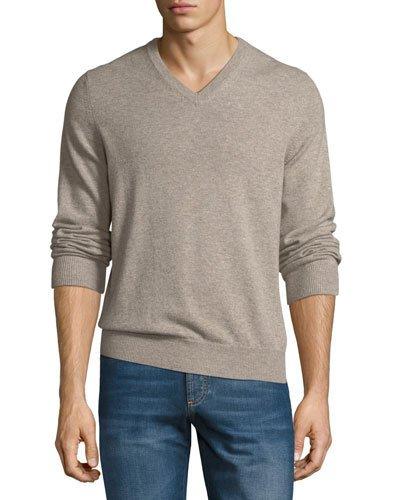 Cashmere Contrast-trim V-neck
