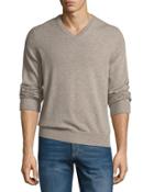Cashmere Contrast-trim V-neck