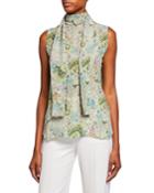 Camicie Silk Floral Scarf-tie Blouse