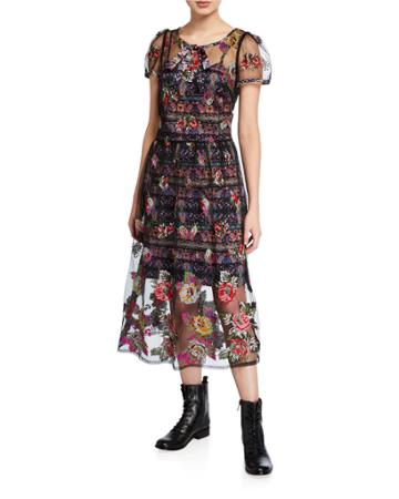Rose Embroidered Tulle Dress
