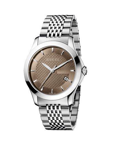 38mm G-timeless Men's Round Bracelet Watch W/ Brown Dial