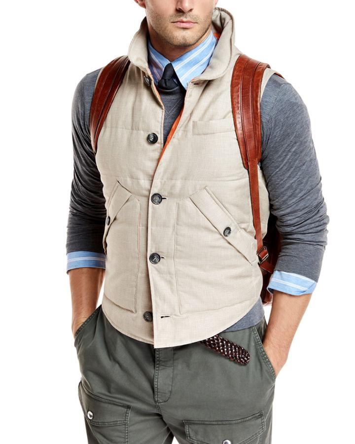 Padded Houndstooth Vest