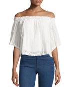 Off-the-shoulder Lace Top, White
