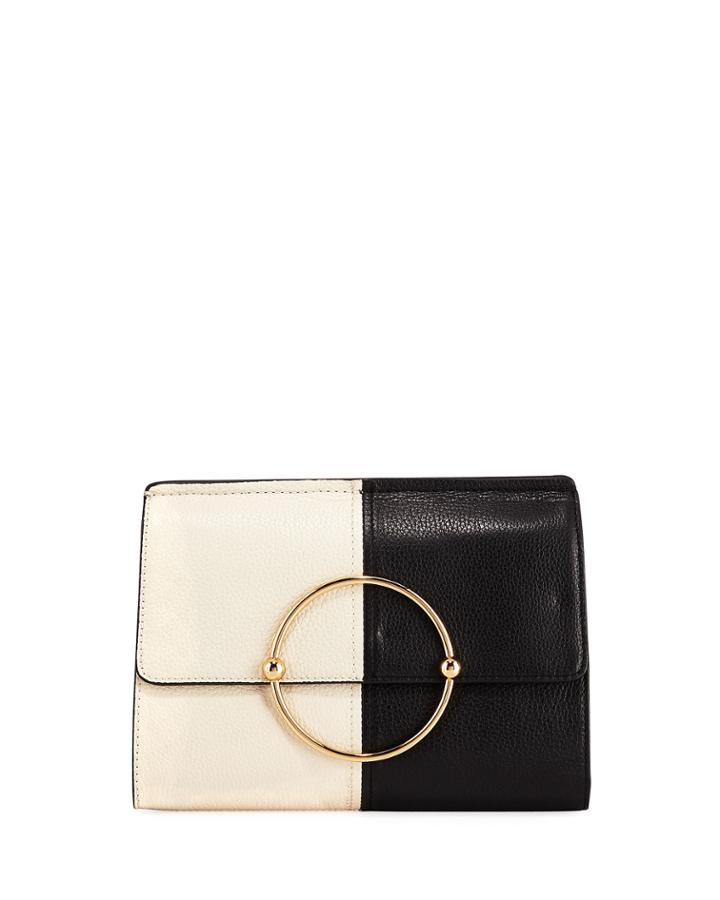 Astor Colorblock Leather Flap Clutch Bag