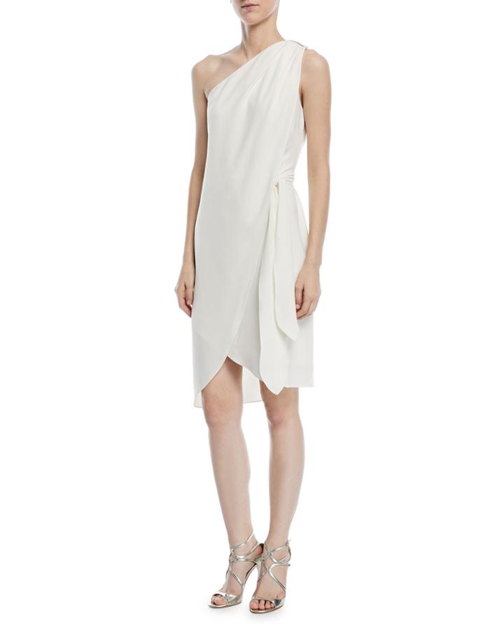 One-shoulder Tie-waist Cocktail Dress