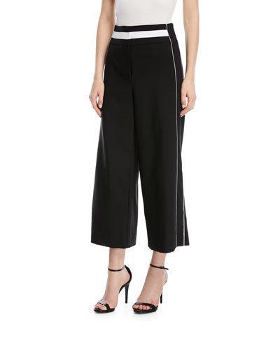 Sport-striped Wide-leg Cropped Pants