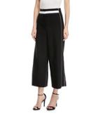 Sport-striped Wide-leg Cropped Pants