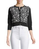 Floral-appliqu&eacute; Cropped Cardigan