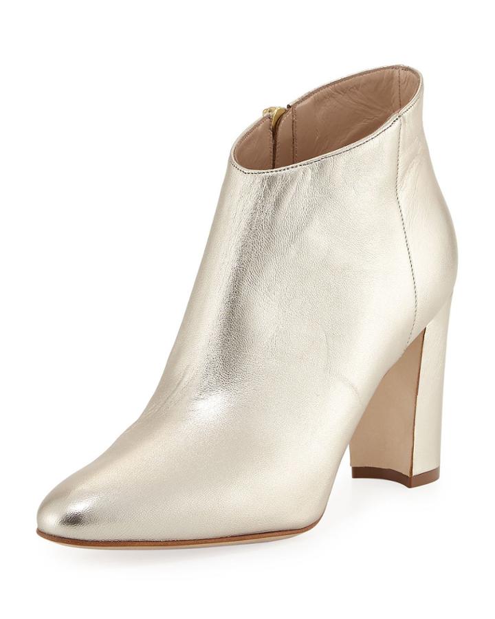 Brusta Metallic Leather Booties, Gold