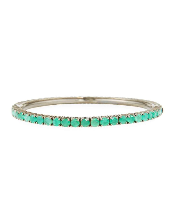 Emerald Black Silver Bangle Bracelet