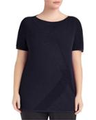 Drop-hem Mesh-stitch Sweater,