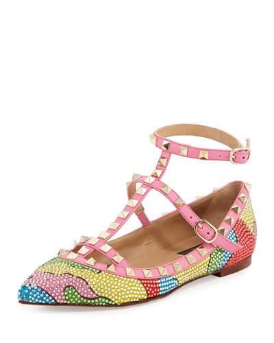 Crystal Rockstud Multicolored Flat, Yellow