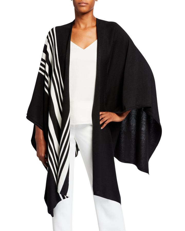Plus Size Striped Poncho Wrap