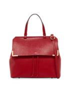 Saffiano Top-handle Satchel Bag, Dark Red