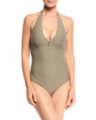 Lumu Scalloped Halter One-piece