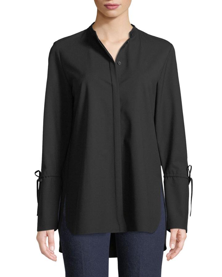 Desra Bell-sleeve Stretch-wool Blouse