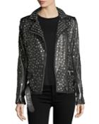 Galilee Nailhead-studded Oversized Leather Biker Jacket