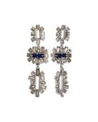 Miss Havisham Tiered Triple-drop Crystal Earrings, Blue
