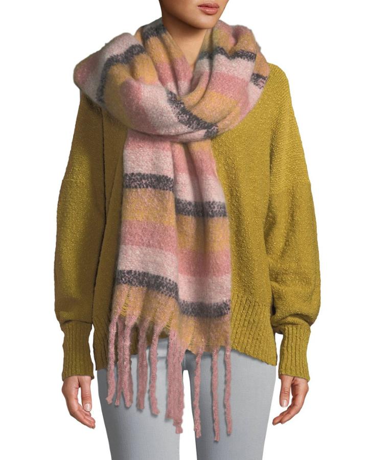 Brushed Boucle Striped Blanket