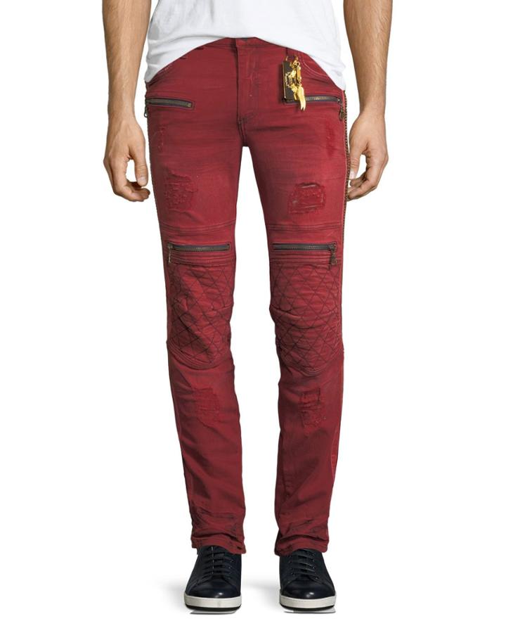 Distressed Zip-trimmed