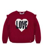 Girl's Love Ruffle Trim Sweater,